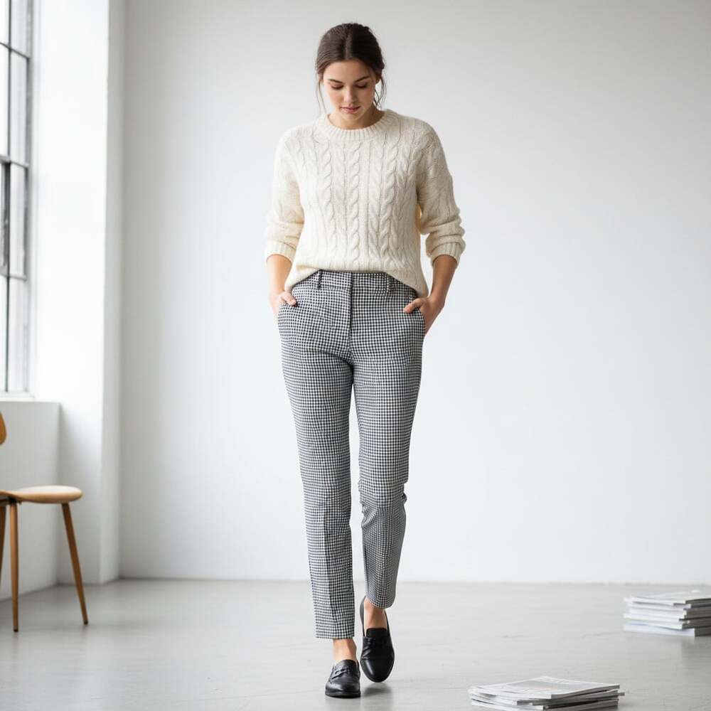 J.Crew Cameron Slim Ankle Pants Size 2 Black White Gingham Stretch